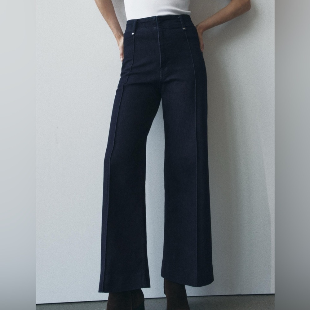 Zara Dark Blue Wide Leg Jeans, size 4